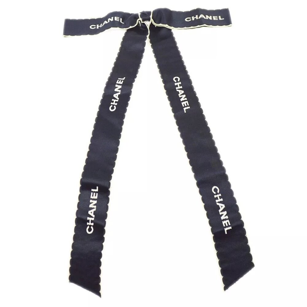 Chanel Bow Brooch Pin Navy